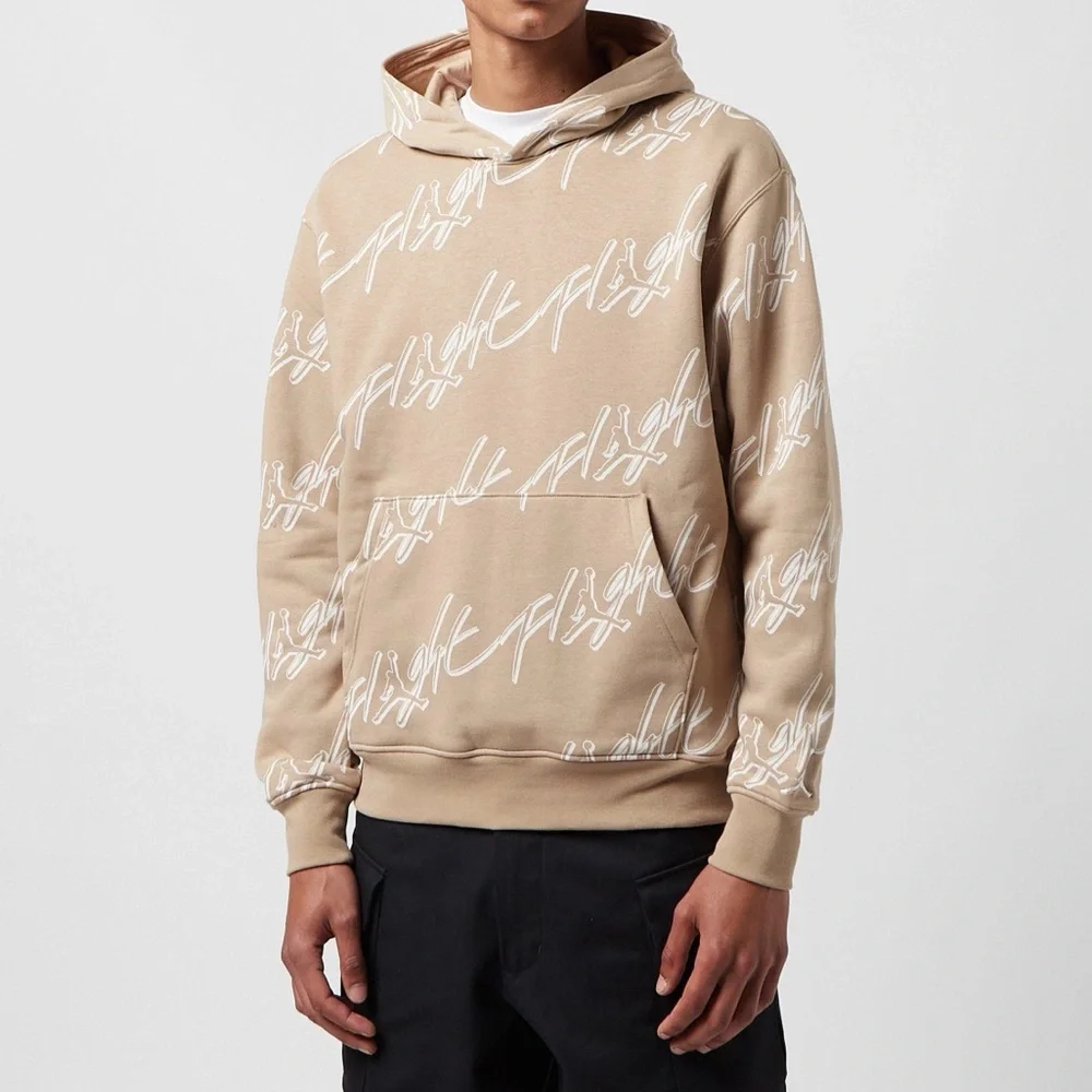 Air Jordan Essentials Flight All Over Print Men’s‎ Pullover Hoodie Khaki Size M